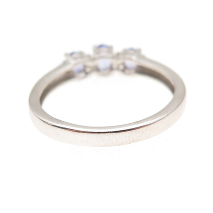Chuck Clemency 925 Sterling Silver Real Tanzanite & White Topaz Ring Size 8.25