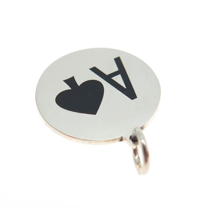 925 Sterling Silver Enamel Ace of Spades Playing Card Charm Pendant