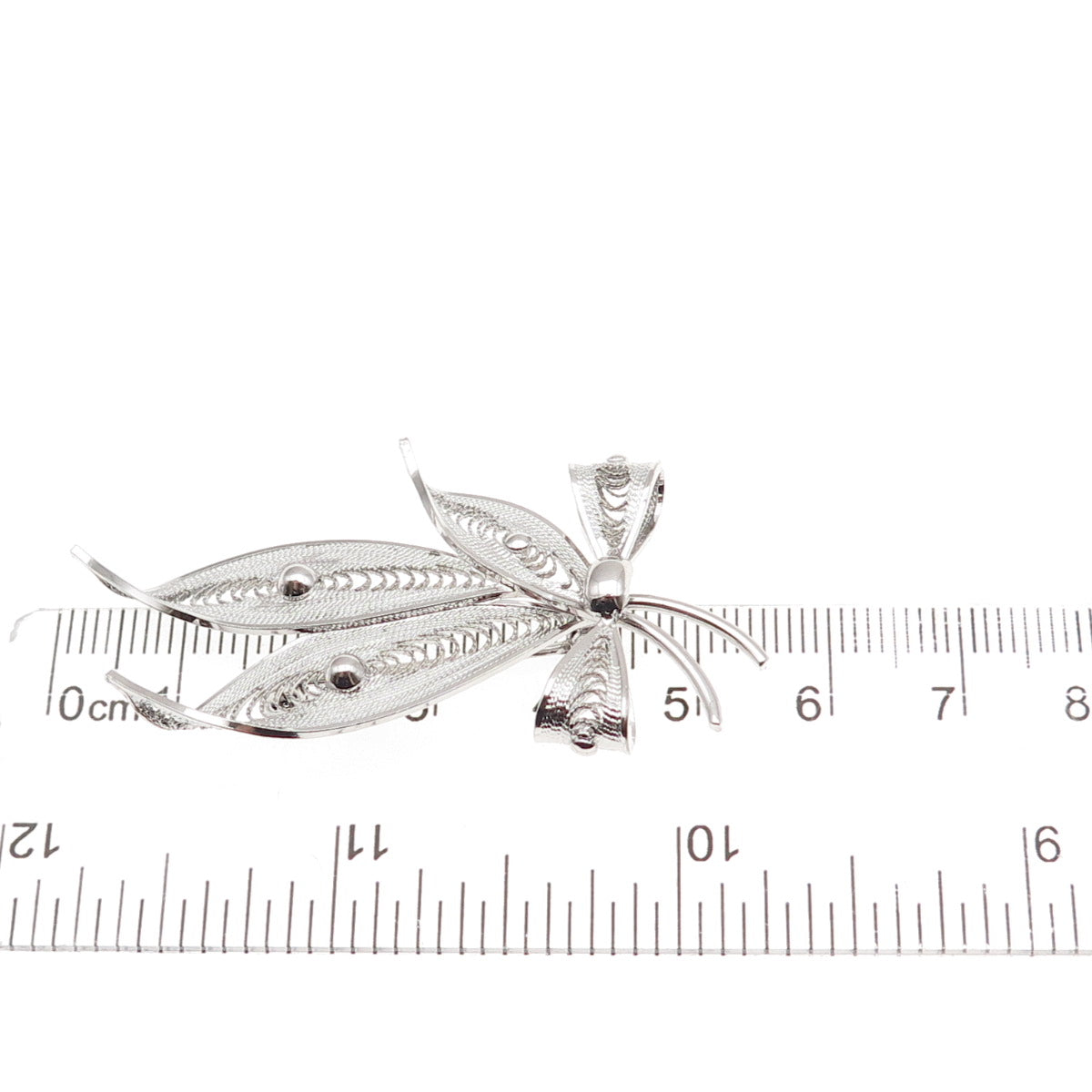 Sorrento 925 Sterling Silver Vintage Filigree Floral Box Pin Brooch