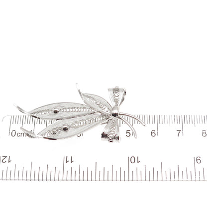 Sorrento 925 Sterling Silver Vintage Filigree Floral Box Pin Brooch