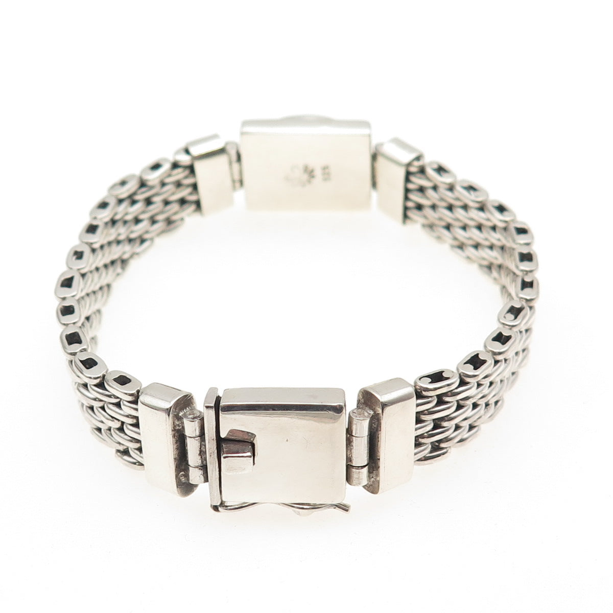 925 Sterling Silver Vintage Real Cabochon Larimar Panther Link Bracelet 7"