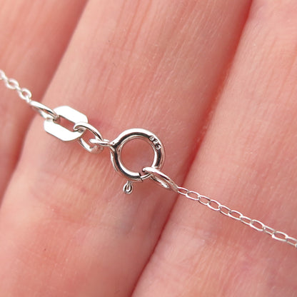 925 Sterling Silver Real Round-Cut Diamond Heart Cable Chain Necklace 20"