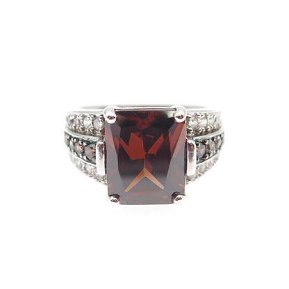 ROSS SIMONS 925 Sterling Silver Cognac & White C Z Ring Size 7