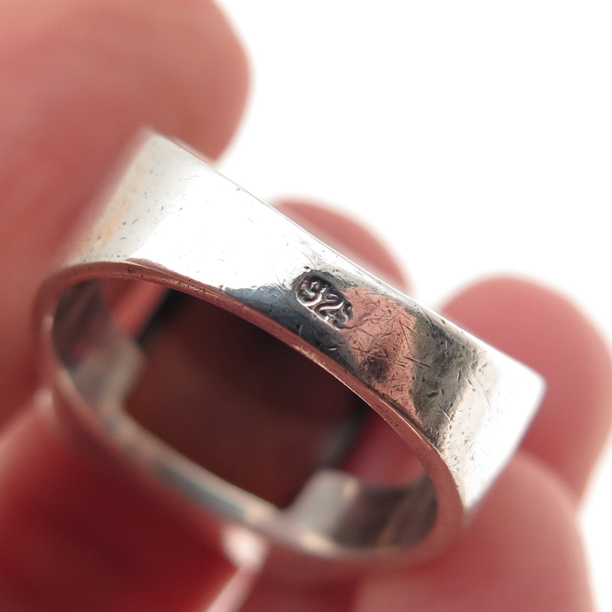 925 Sterling Silver Vintage Real Agate Modernist Ring Size 7
