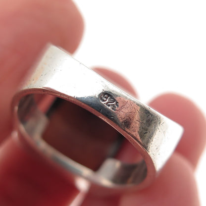 925 Sterling Silver Vintage Real Agate Modernist Ring Size 7