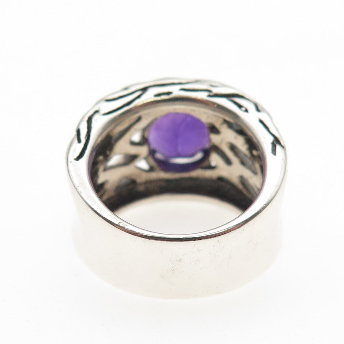 Effy BH 925 Sterling Silver Real Amethyst Lagoon Oxidized Ring Size 7.5