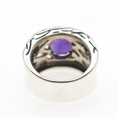 Effy BH 925 Sterling Silver Real Amethyst Lagoon Oxidized Ring Size 7.5