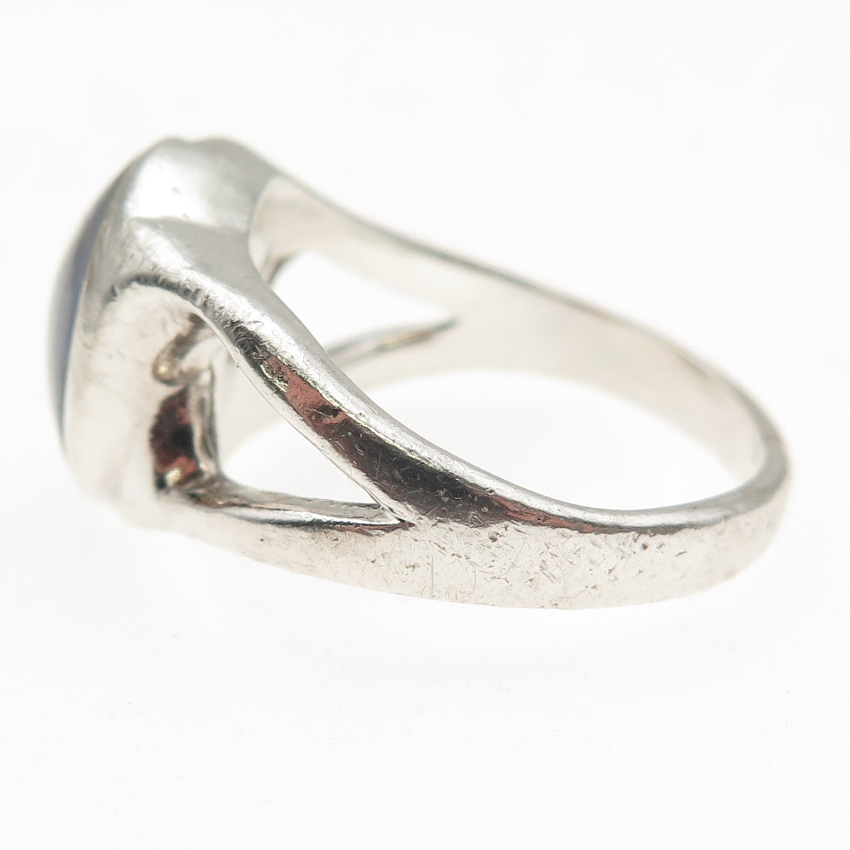 Keybahi Lewis Navajo Old Pawn 925 Sterling Silver Vintage Agate Ring Size 11.75