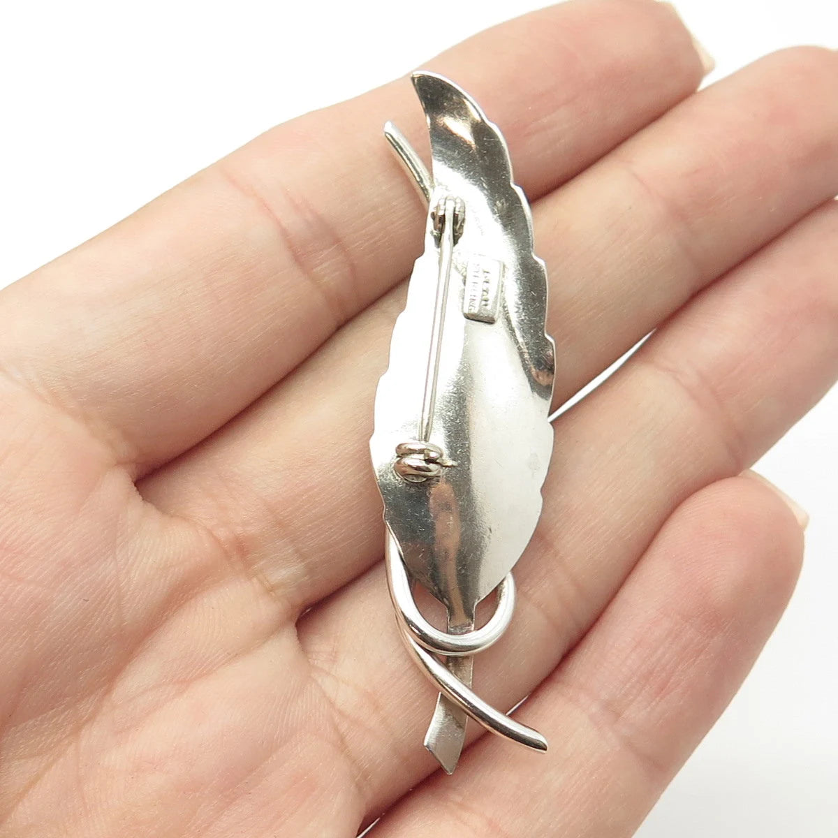 925 Sterling Silver Vintage BEAU Leaf Pin Brooch