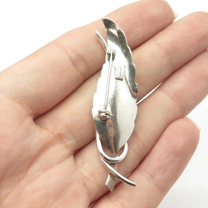 925 Sterling Silver Vintage BEAU Leaf Pin Brooch