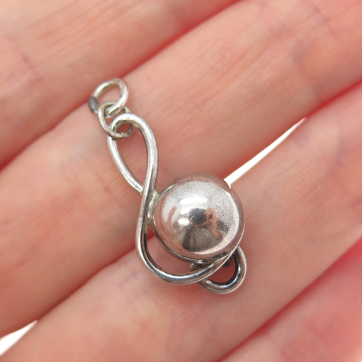 925 Sterling Silver Vintage Treble Clef Oxidized Charm Pendant