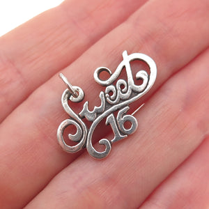 Sunwest 925 Sterling Silver Vintage Sweet 16 Oxidized Charm Pendant