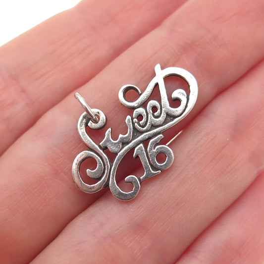 Sunwest 925 Sterling Silver Vintage Sweet 16 Oxidized Charm Pendant