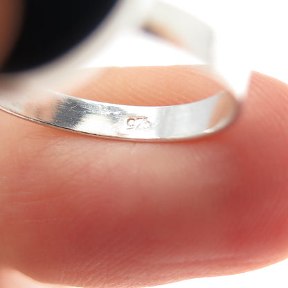 925 Sterling Silver Vintage Black & White Enamel Yin Yang Ring Size 6.25