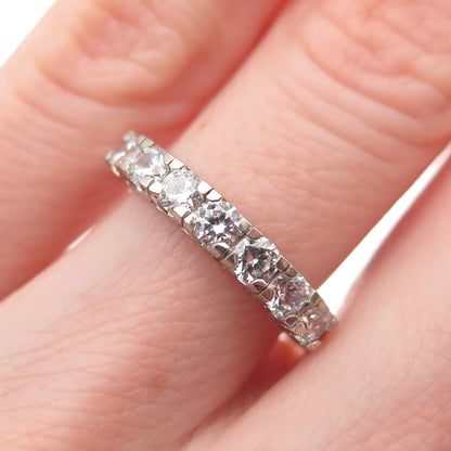 925 Sterling Silver Round-Cut C Z Half Eternity Band Ring Size 6