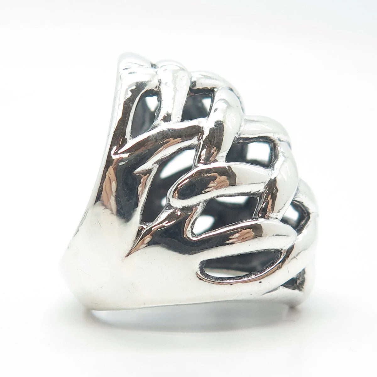 925 Sterling Silver Woven Dome Ring Size 8