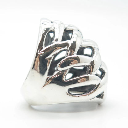 925 Sterling Silver Woven Dome Ring Size 8