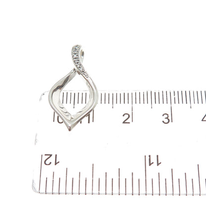 925 Sterling Silver Real Round-Cut Diamond Twisted Minimalist Charm Pendant