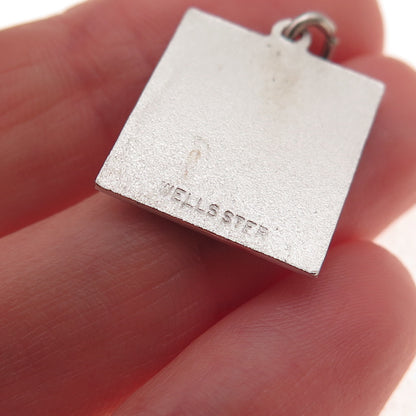 Wells 925 Sterling Silver Vintage Enamel Merry Christmas Charm Pendant