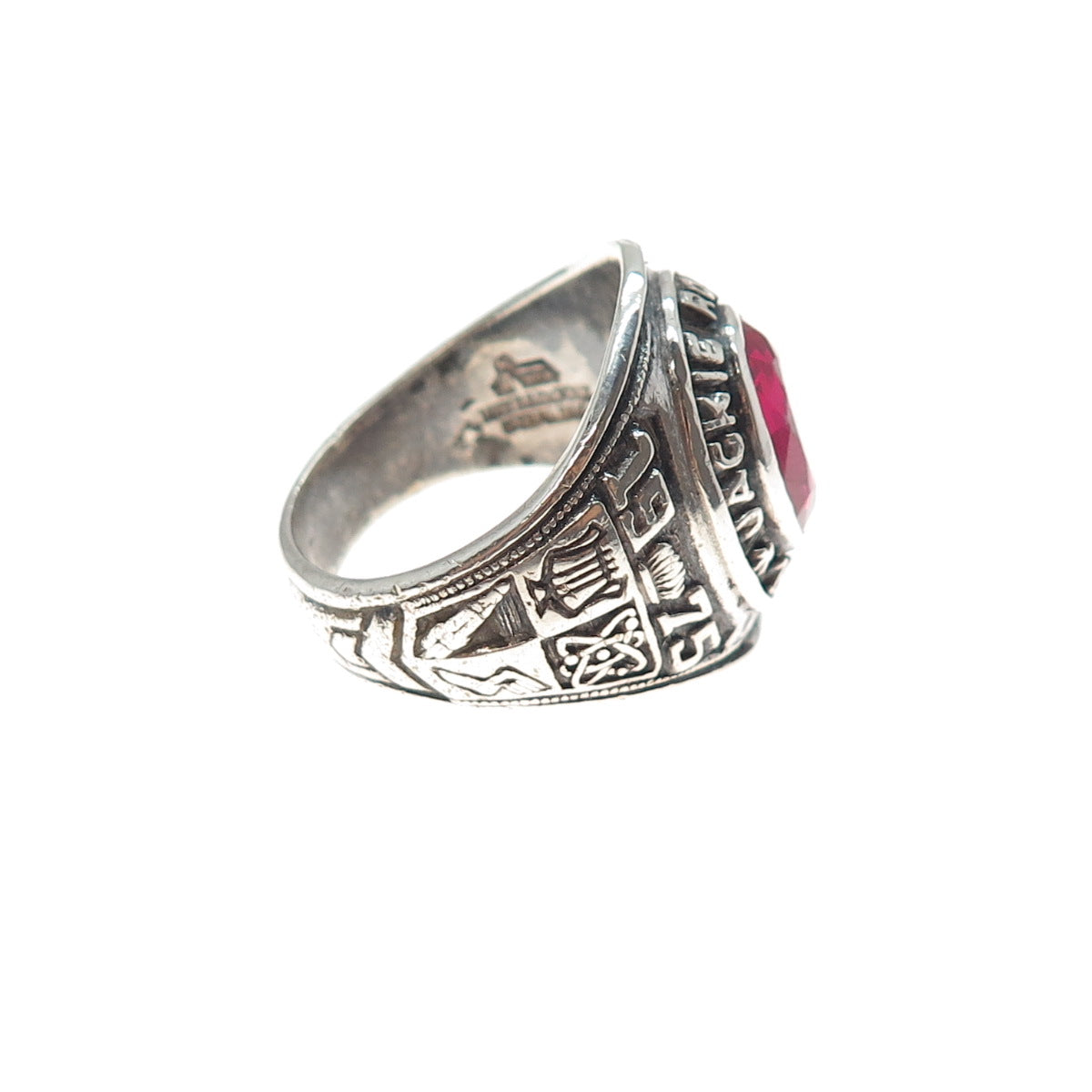 REED Sterling Vintage 1975 Lab-Created Ruby J. Robinson School Ring Size 10.25