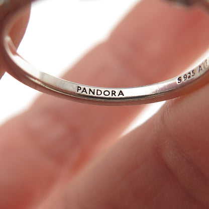 Pandora 925 Sterling Silver C Z Sparkling Pink Bow Ring Size 7.75