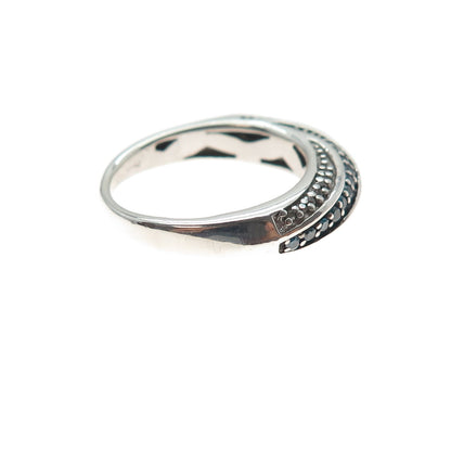 JANE SEYMOUR 925 Sterling Silver Real Blue & White Diamond Ring Size 5.25
