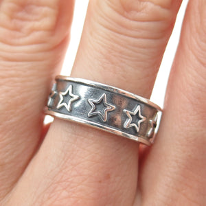 925 Sterling Silver Vintage Mexico Star All Around Oxidized Band Ring Size 8.25