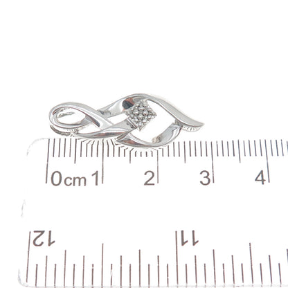 SUN 925 Sterling Silver Real Round-Cut Diamond Twisted Charm Pendant