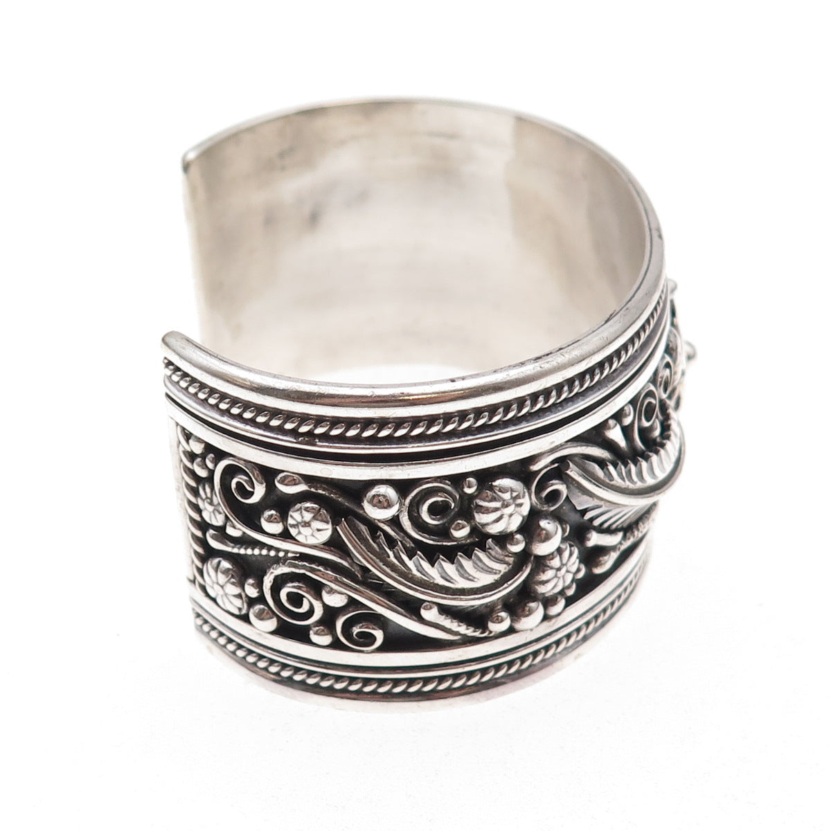 Jeanette Dale Navajo Old Pawn Sterling Vintage Floral Adjustable Bracelet 6.75"