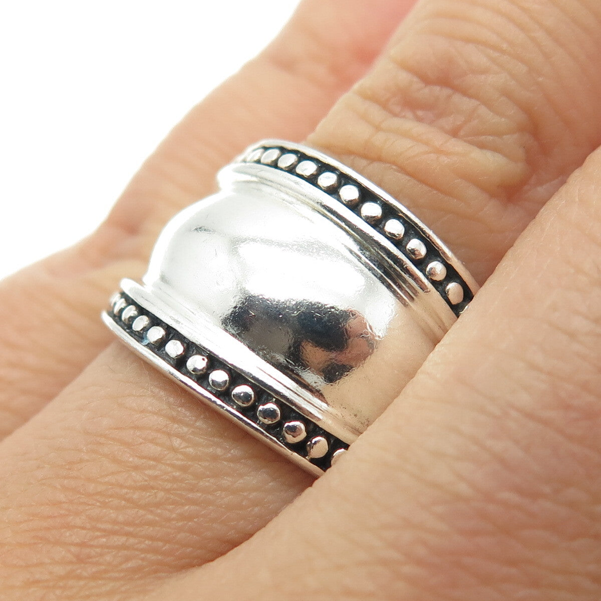 925 Sterling Silver Vintage Granulated Modernist Ring Size 7