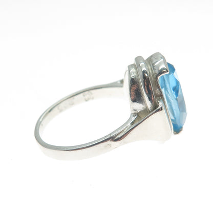 CELLINI 925 Sterling Silver Vintage Oval-Cut Blue C Z Ring Size 7
