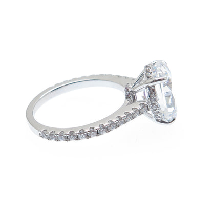 925 Sterling Silver Oval & Round-Cut Shaped C Z Engagement Ring Size 5.75