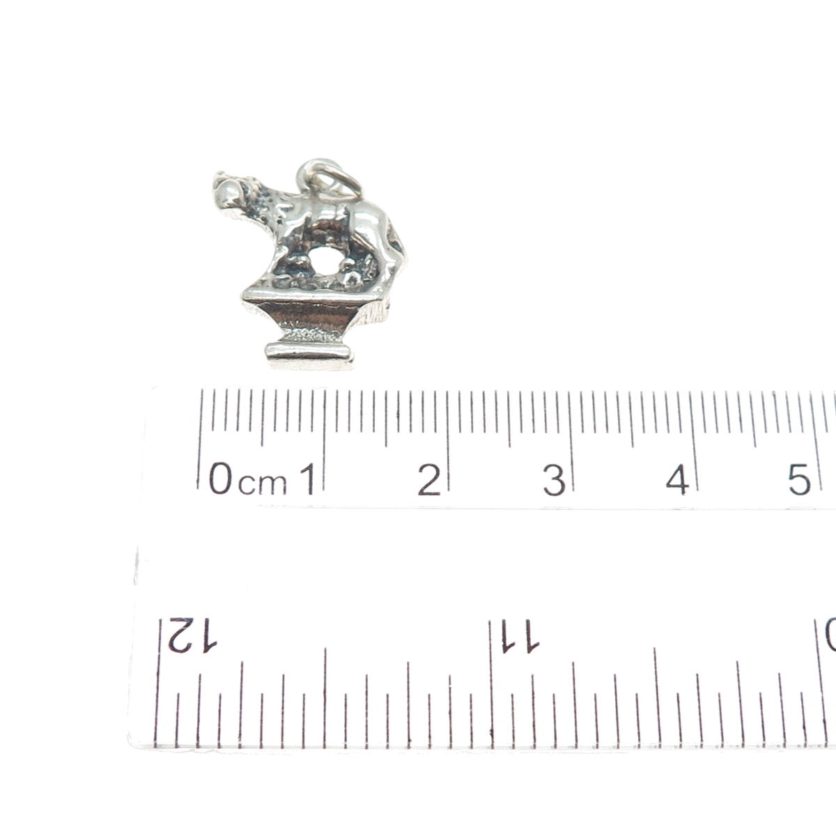 925 Sterling Silver Antique Wolf Romulus & Remus Minimalist Charm Pendant