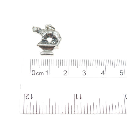 925 Sterling Silver Antique Wolf Romulus & Remus Minimalist Charm Pendant