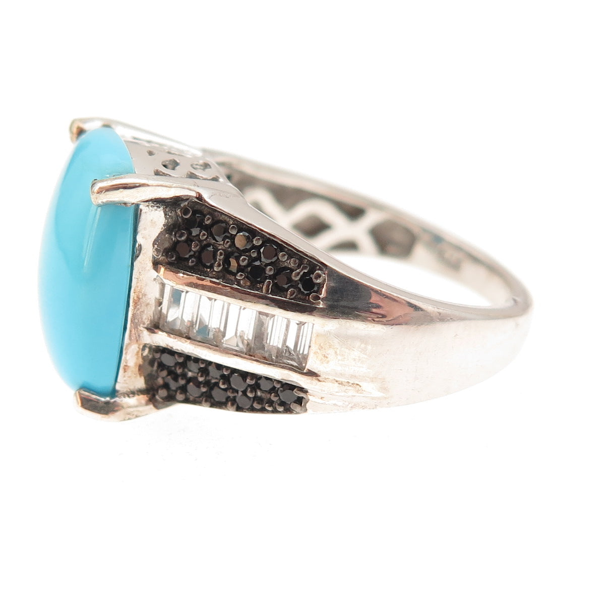 Chuck Clemency 925 Sterling Silver Real Turquoise Spinel & Topaz Ring Size 7.25