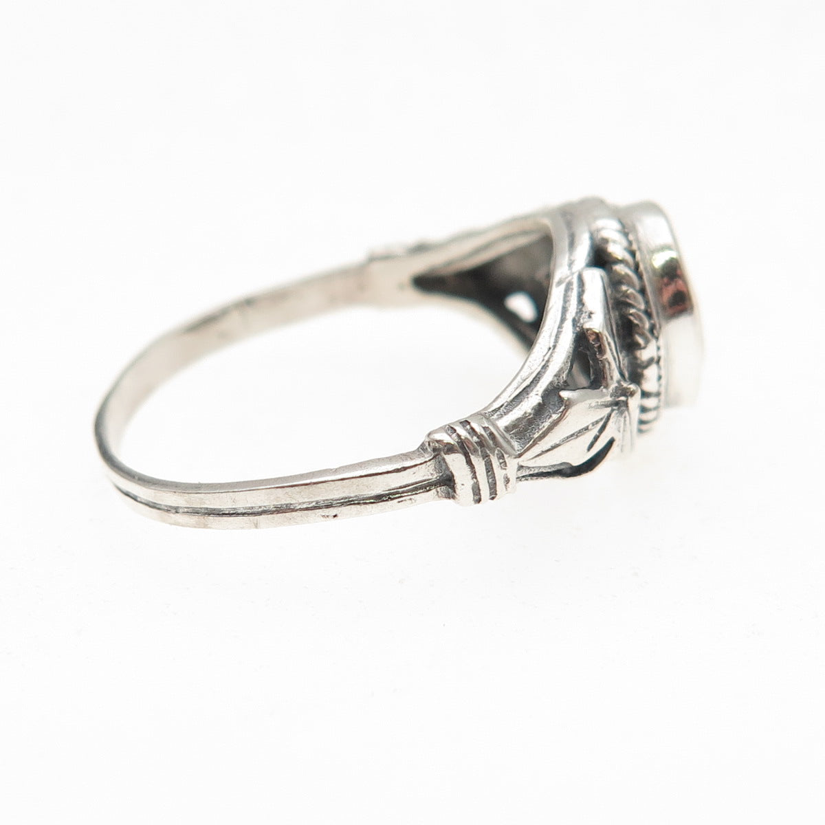 925 Sterling Silver Vintage Real Black & White Onyx Yin Yang Ring Size 9.25