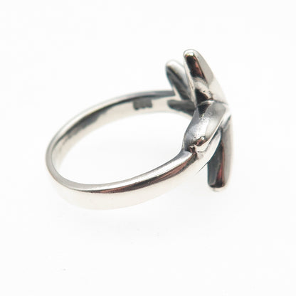 925 Sterling Silver Vintage Modernist Starfish Oxidized Ring Size 7