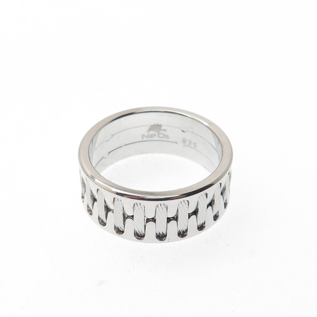 NEOS 925 Sterling Silver Textured Sewing Stitches Band Ring Size 10.25