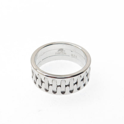 NEOS 925 Sterling Silver Textured Sewing Stitches Band Ring Size 10.25