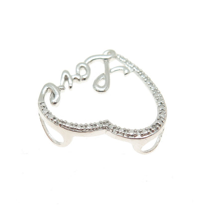 HAN 925 Sterling Silver Real Diamond Accent "Love" Heart Centerpiece Pendant