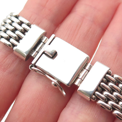 925 Sterling Silver Vintage Real Cabochon Larimar Panther Link Bracelet 7"