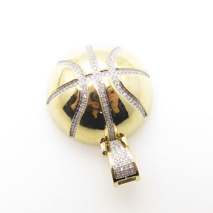 925 Sterling Silver Gold Plated Pave C Z Ball Pendant