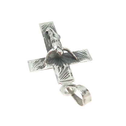 925 Sterling Silver Vintage Crucifix Cross Oxidized Pendant