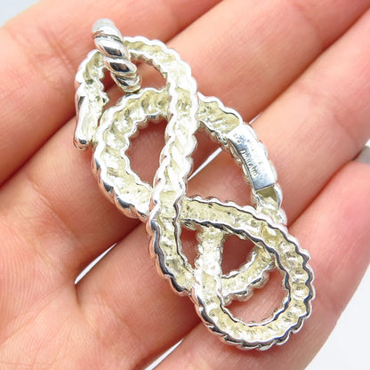 925 Sterling Silver Vintage Modernist Twisted Pendant