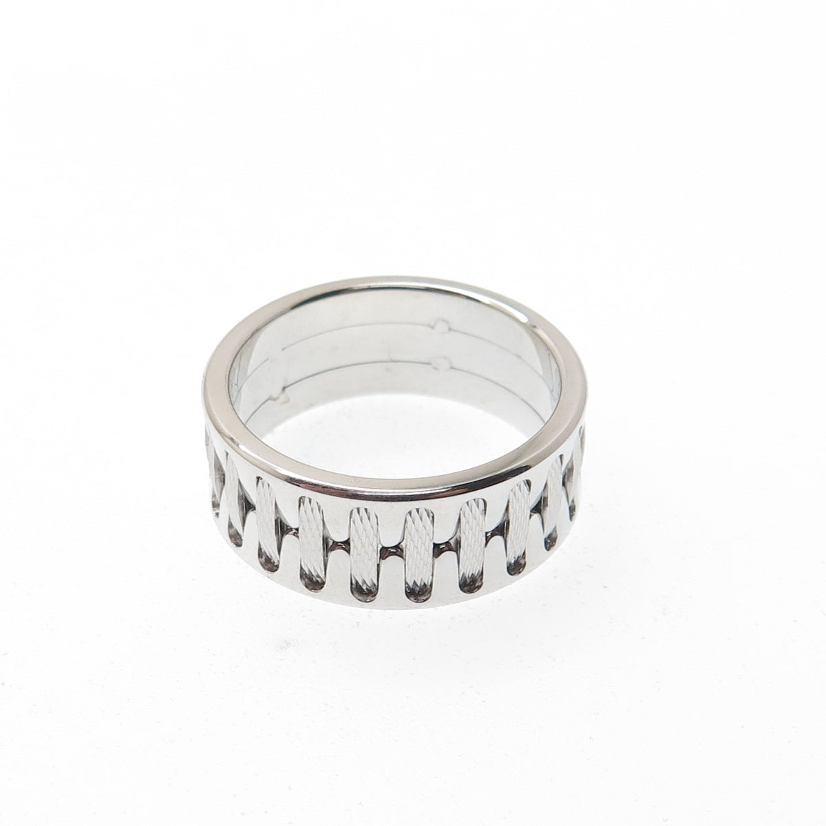 NEOS 925 Sterling Silver Textured Sewing Stitches Band Ring Size 10.25