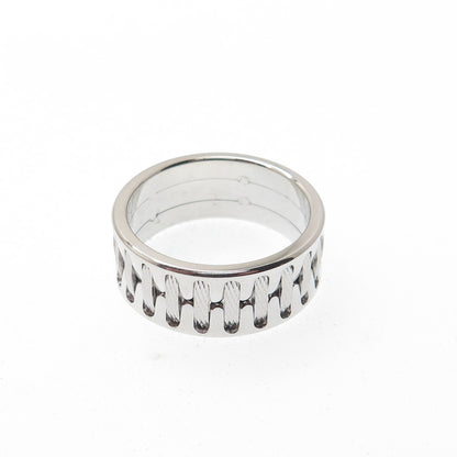 NEOS 925 Sterling Silver Textured Sewing Stitches Band Ring Size 10.25
