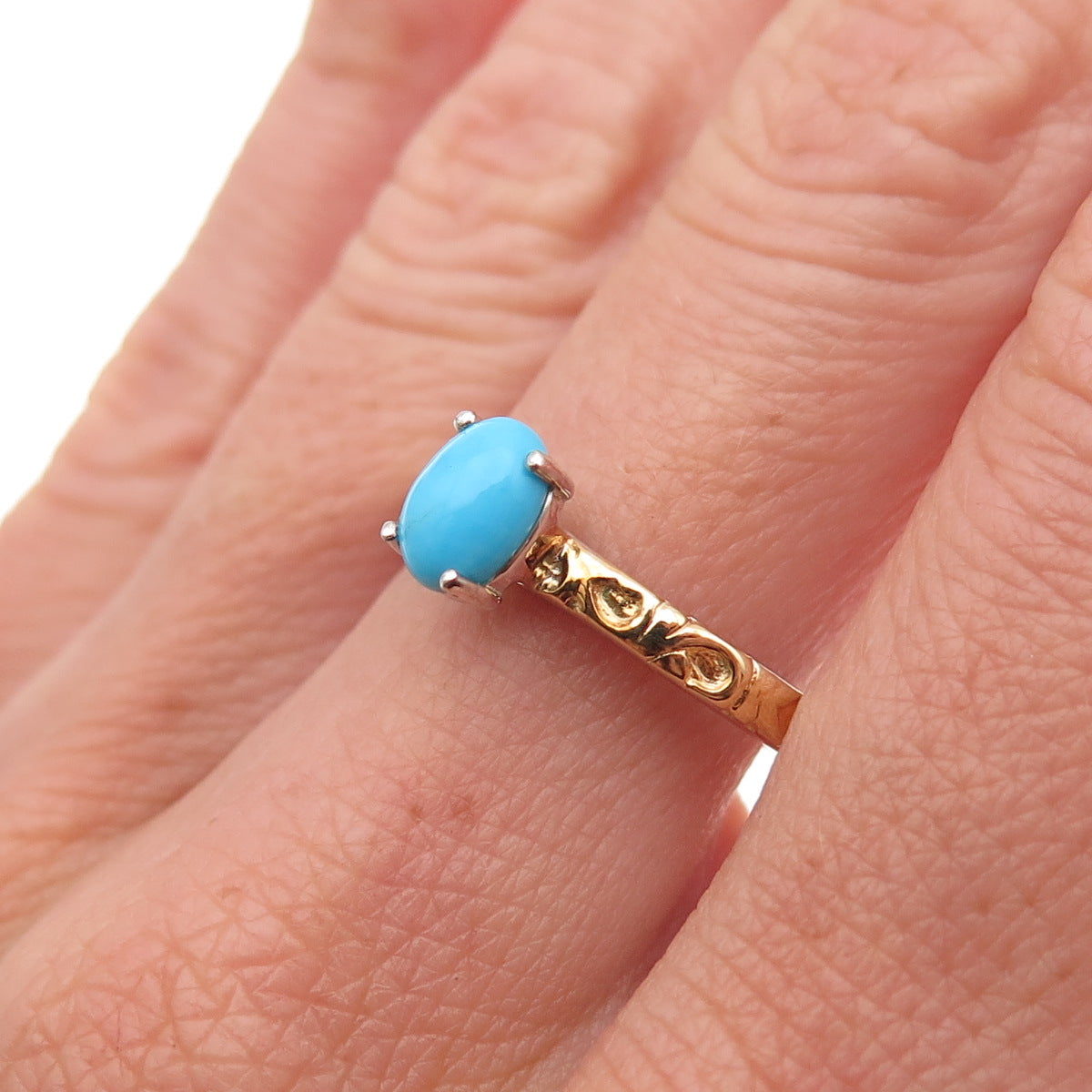 Chuck Clemency 925 Sterling 2-Tone Real Sleeping Beauty Turquoise Ring Size 8.25