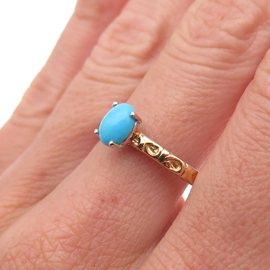 Chuck Clemency 925 Sterling 2-Tone Real Sleeping Beauty Turquoise Ring Size 8.25