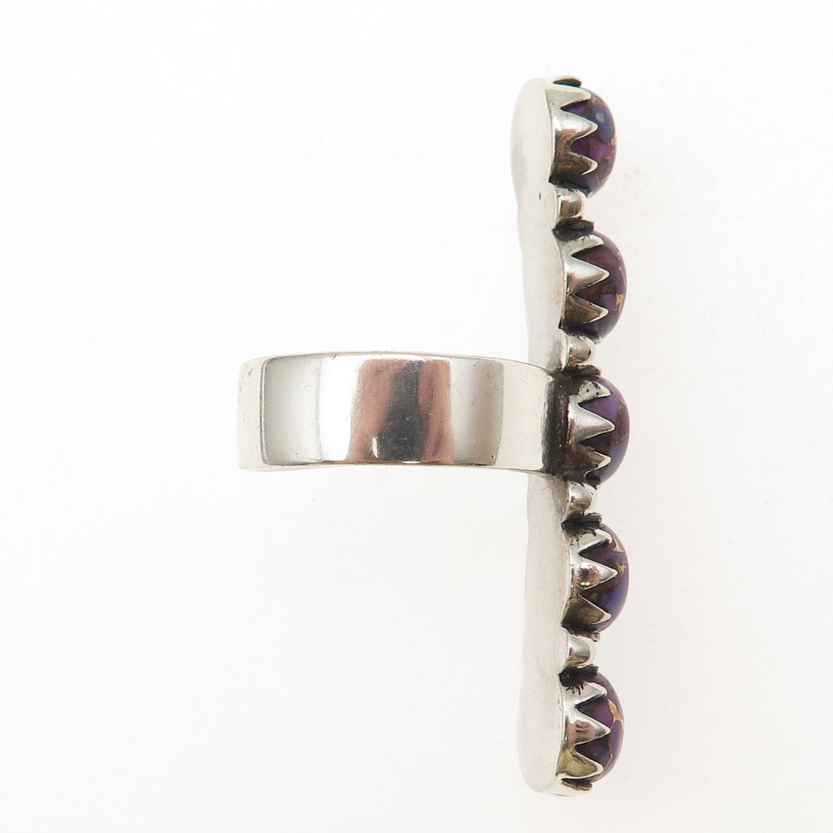 925 Sterling Vintage Real Mohave Purple Turquoise Adjustable Ring Size 8.5