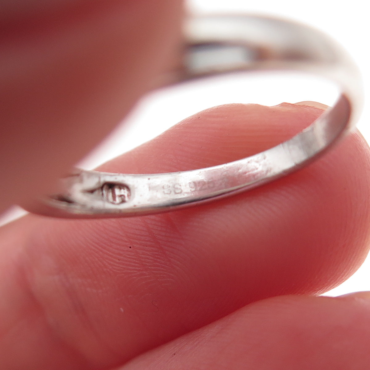 925 Sterling Silver Real Round-Cut Diamond Band Ring Size 7